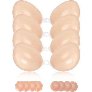 Sticky Push Up Bra for Women,Adhesive Invisible Silicone Lift Bra with Reusable Nipple Covers for Backless Dress Beige (Beige)