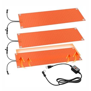 Timgle 3 Pcs Snow Melting Walkway Mat, 10 x 30 Non Slip Rubber Heated Mat with Power Cord, 2 in/h Speed Snow and Ice Heated Pad for Winter Outdoor Stair Step Doorway Walkway Driveway (Orange)