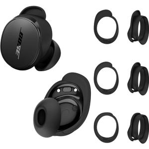 [3 Pairs] Ear Tips Covers for New Bose QuietComfort Earbuds, Sport Anti-Slip EarTips Silicone Anti Scratches Replacement Ear Covers Earbuds Accessories (S/M/L) (Black)