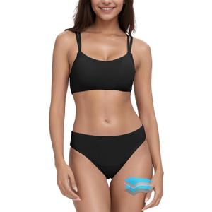Beautikini Period Swimwear for Teens Menstrual Leakproof Taylor Bikini Top Period Bikini Swimsuit Bathing Suit for Teens Girl (Black, S)