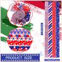 40 Pcs Patriotic Quilting Fabric Roll 2.6 x 40'' Memorial Day American Flag Precut Strips for Quilting 4th of July Red Blue White Retro Roll up Patchwork Fabric for Patriotism Sewing DIY Craft Decor