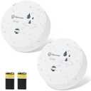 Geevon 2 Pack Water Leak Detectors, 100dB Water Sensor Alarms Flood Detector for Basements, Bathrooms, Laundry Rooms, Kitchens, Garages, and Attics, Water Alarms Battery-Operated (Battery Included)