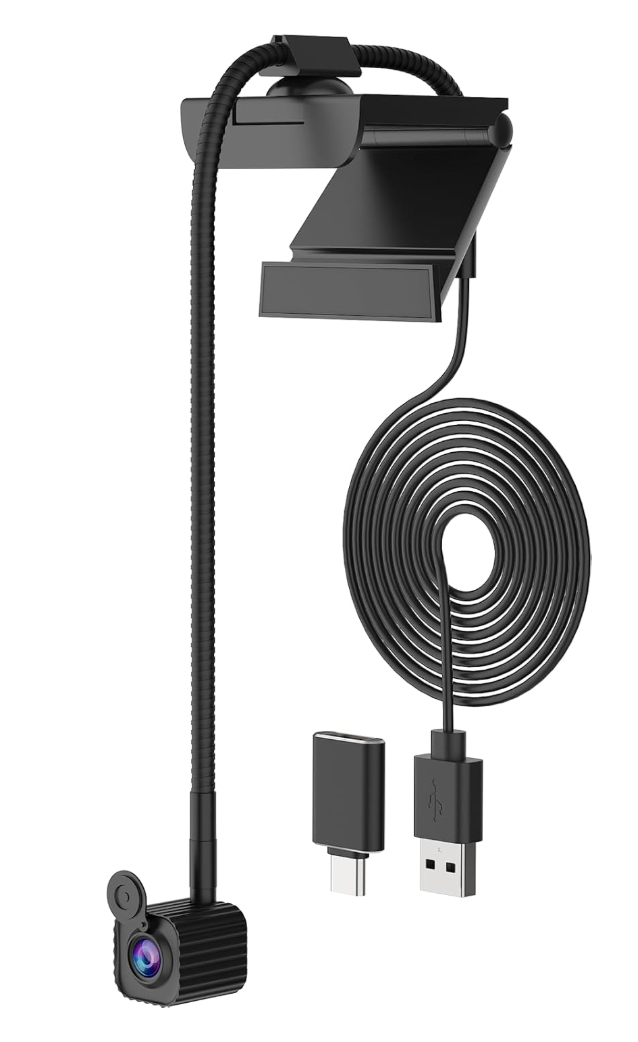 NIVEOLI 4K Eye Contact Webcam with Microphone, AutoFocus 1080P Center Screen Webcam USB Type-C/A Adapter (4K Gooseneck)