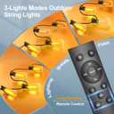 Outdoor String Led Patio Lights - 50Ft 15M Outside Waterproof Light With Remote Dimmable ST38 Shatterproof Bulb Connectable Hanging Outdoor Electric Lighting For Backyard Yard Gazebo Porch Party