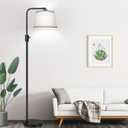 Upgraded Dimmable Floor Lamp, 1000 Lumens LED Edison Bulb Included, Arc Floor Lamps for Living Room Modern Standing Lamp with Gray Shade, Tall Lamps for Living Room Bedroom Office Dining Room (Matte Black-Grey Shade)