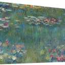 Large Canvas Wall Art Water Lilies by Claude Monet Famous Painting - Classic Canvas Art Wall Decor Nature Picture Print with Framed for Home Office Wall Decor (58"L x 28"W)