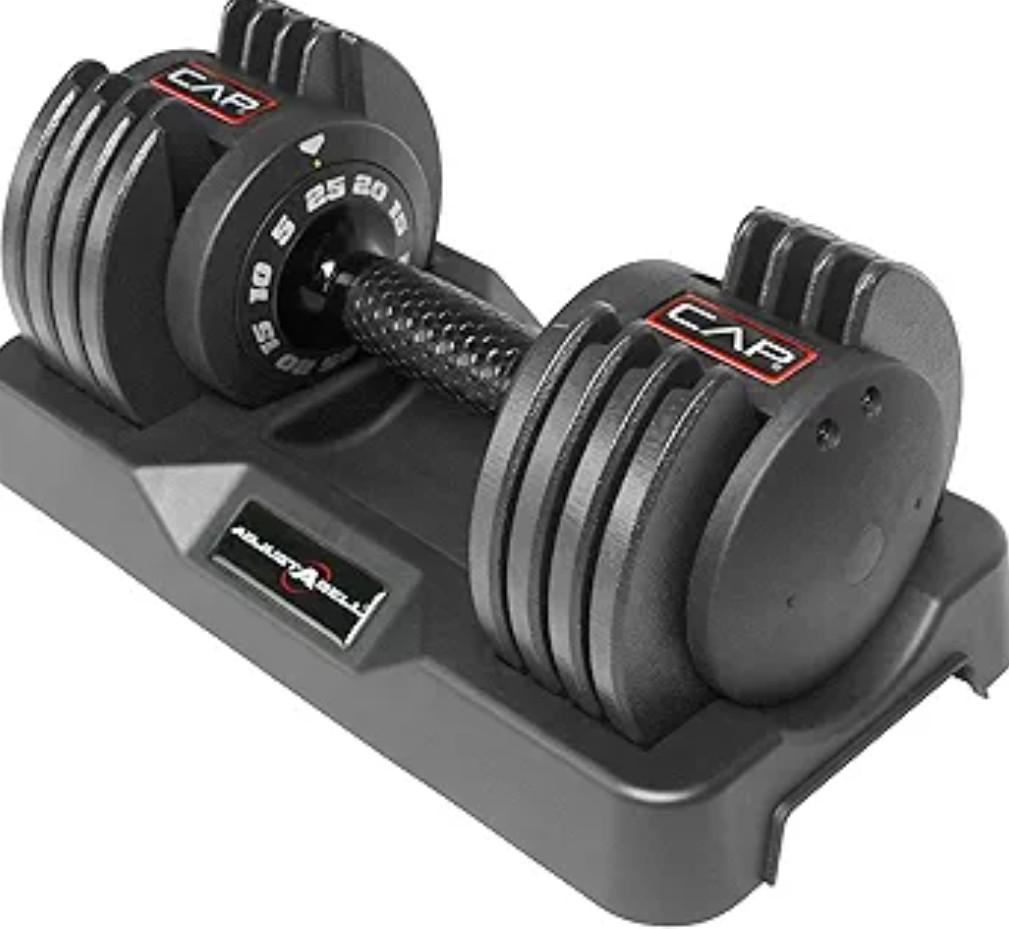 CAP ADJUSTABELL® 50 lb Single of Adjustable Dumbbells with Contoured Full Rotation Handle, Honeycomb Chrome and Black Handle