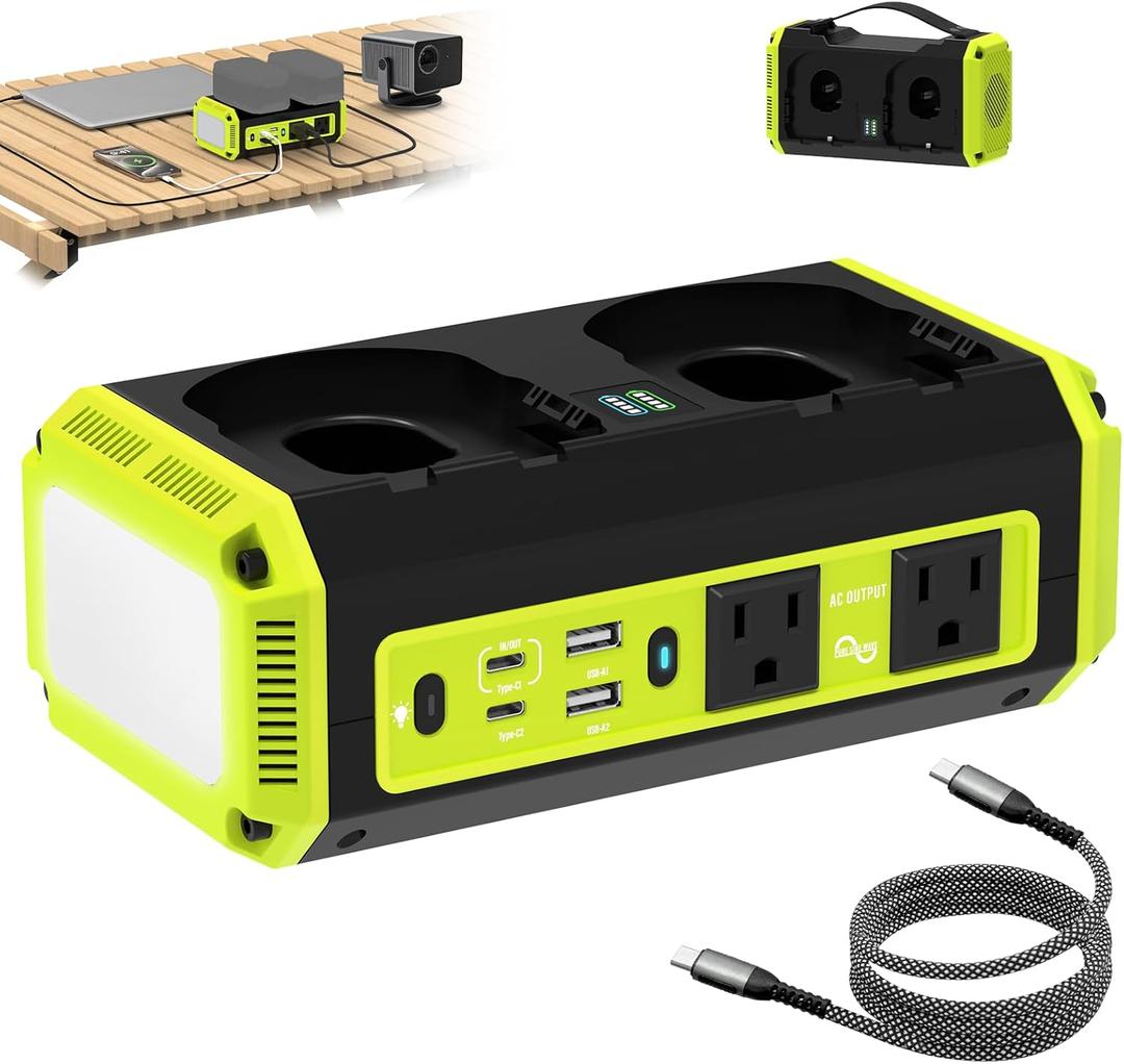 Kzreect 350W Pure Sine Wave Power Inverter Compatible with Ryobi 18V Batteries (Battery Not Included), Dual-Battery Auto-Switch, DC 18V to AC 120V, 140W USB-C PD, 600lm LED Light