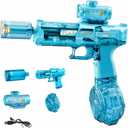 Electric Water Gun for Adults Kids, Transparent Automatic Squirt Watergun with Water Spray Sound and Led Lights, Summer Outdoor Water Pistol Pool Beach Party Toys for Boys Girls, Blue