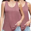 2 Pack Womens Scoop Neck Tank Tops Loose Fit Flowy Sleeveless Tops Casual Summer Outfits (X-Large, Red/Red)