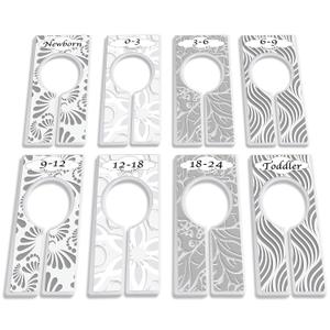 Closet Dividers for Baby Clothes by YardieBaby - Set of 8 Baby Clothing Size Age Hanger Dividers from Newborn Infant to Toddler Months Boys/Girls Nursery Closet Organizer (Neutral)