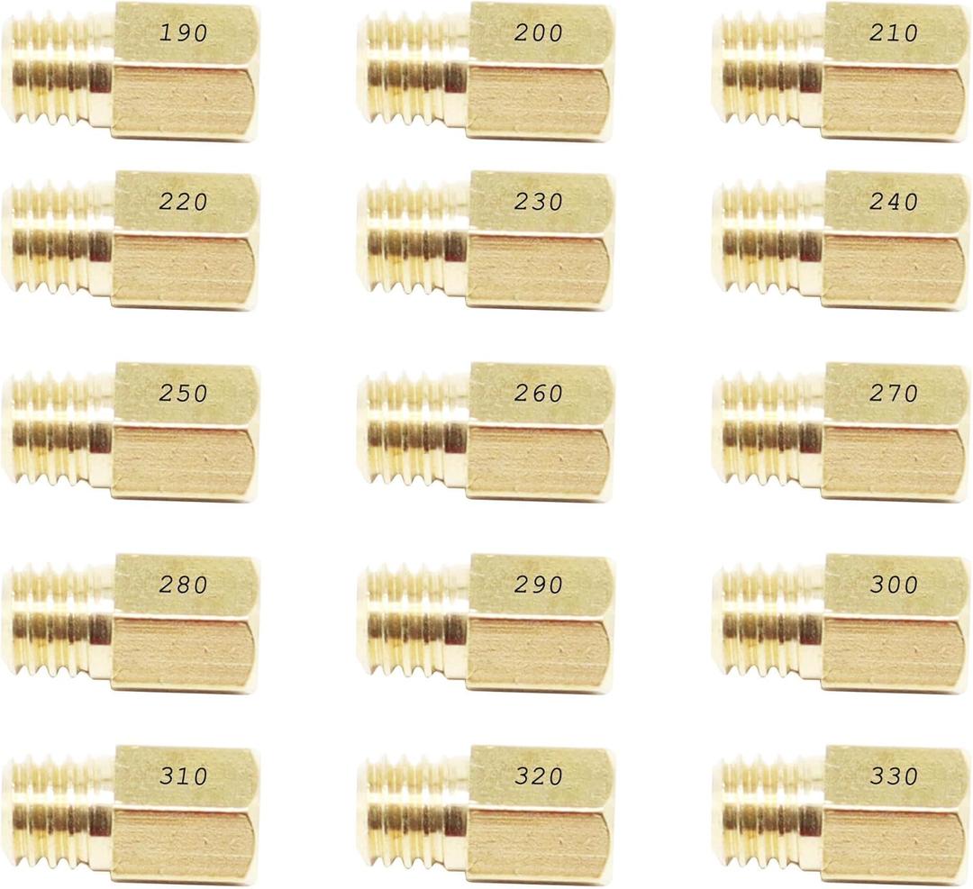15PCS Carburetor Main Jets for MIKUNI VM/TM/TMX Carburetor 190-330