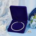 FINGERINSPIRE Velvet Pearl Necklace Storage Gift Box 7.48x7.48x1.6inch Square Velvet Jewelry Gift Box Dark Blue Necklace Gift Display Case Wedding Jewelry Storage Holder for Long Pearl Chain Necklace