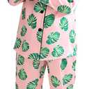 Veseacky Chrismas Satin Pajama Sets for Girls Silk Button Down PJ Set Silk Sleepwear Birthday Pajamas Gift (Green leaf, Size 10)