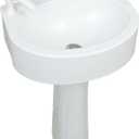 Plastic Pedestal Sink Small Bathroom Pedistal Sinks Set 17.7"x13.4"x30.3"H No-Drill Installation Self-Adhesive Wash basin with Faucet Hole for Lavatory Room Column Wash Basin Rv Sink for Home Garage