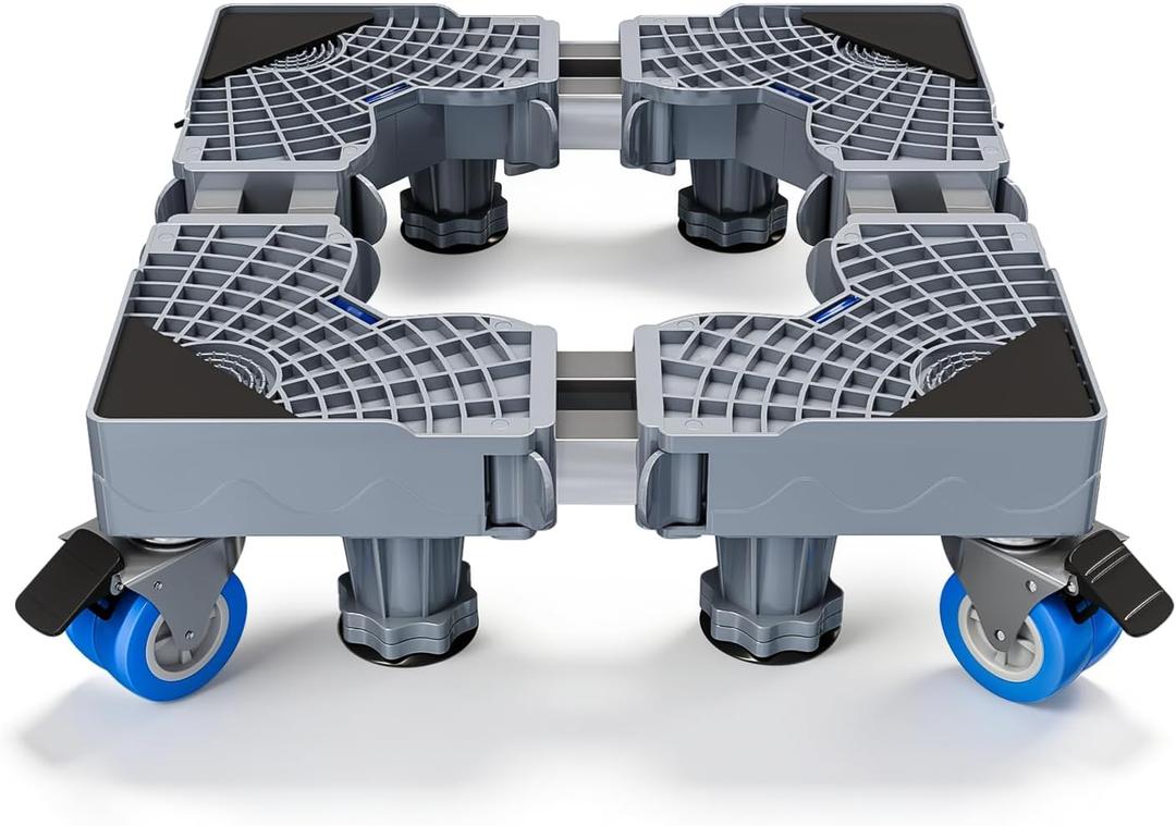 Mobile Base With 4 Locking Wheels And 8 Strong Feet 17.7-24 Inch, Heavy Duty Furniture Dolly for Washer, Mini Refrigerator and Dryer, Adjustable Mini Fridge Stand Washing Machine Stand Pedestal