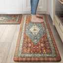Collive Boho Kitchen Mats 2PCS, Cushioned Kitchen Mat for Floor Anti Fatigue Waterproof Kitchens Rugs Set of 2, Non Skid Comfort Standing Rug for Office, Sink, Laundry, 17.3"x29"+17.3"x47" (Geometric Tribal)