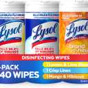 Lysol Disinfectant Wipes Bundle, Dorm Room Essentials, Multi-Surface Cleaning Wipes, For Disinfecting & Cleaning, Lemon & Lime Blossom, Crisp Linen, Mango & Hibiscus, 3x80 ct