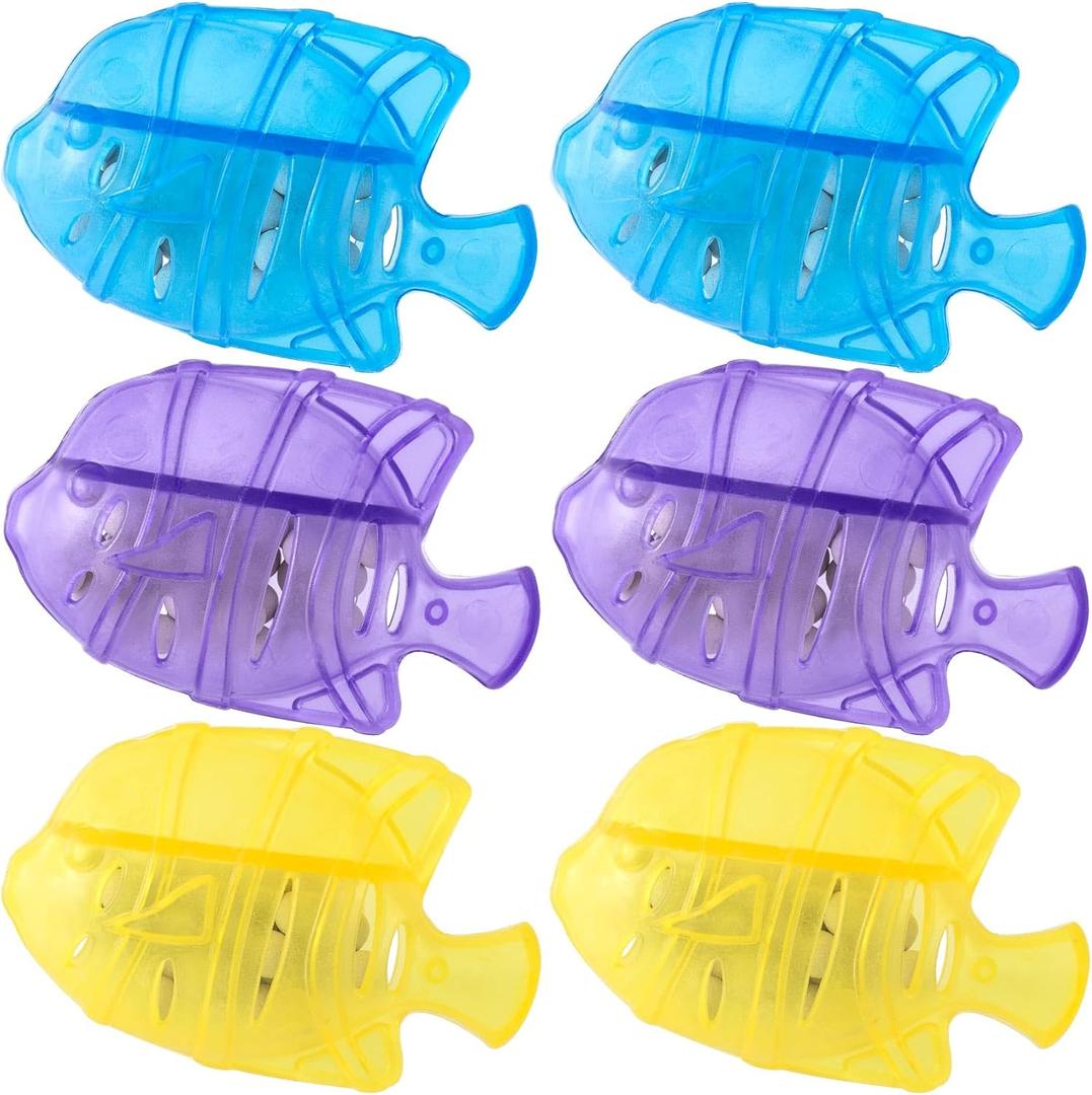 6 Pack Humidifier Cleaning Fish, Humidifier Tank Cleaner, Universal Humidifier Cleaning Balls for Purifiering Water Prevents Mineral Build-Up Softening Hard Water- Purple & Blue & Yellow