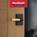 Kwikset Prava Entry Door Handle with Lock and Key, Secure Keyed Reversible Lever Exterior, for Front Entrance and Bedrooms, Matte Black and Satin Brass, Pick Resistant Smartkey Security and Microban