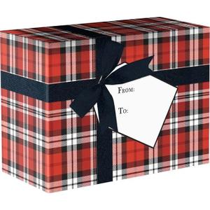 LUXPaper Small Gift Mailing Boxes | 4" x 6" x 9" | Authentic Plaid | 2 Qty