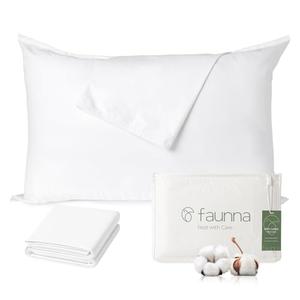 FAUNNA 100% Cotton Pillow Protectors, Bed Bug Proof, Hypoallergenic, Featuring Antimicrobial Product Protection for Enhanced Freshness, - Premium Breathable Zippered Protectors. Size Standard