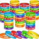WATINC Kindergarten Graduation Silicone Wristbands Set, Class of 2025 Colorful Happy Graduation Label Bracelets, Rubber Wristband Party Favors Supplies Decoration Students Rewards for Kids (72Pcs)