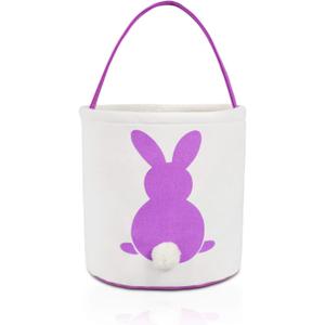 MONOBLANKS Easter Bunny Basket Bags, Rabbit Bucket Tote for Easter Egg Hunts Decorations Candy Gifts Storage (Purple)