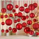 Relaxgiant 36 Pcs Christmas Balls Ornaments for Ceiling, 1.6'' 2.4'' 3.2'' Large Big Shatterproof Christmas Hanging Decorations Balls for Tree Xmas Holiday Party Indoor(Red)
