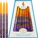 Hanukah Candle Dripless Chanukah Hanukkah Candles Decorative Purple, Blue, Orange Orange Frosted Stripes - 45 Candles 1-Hour Burn Time (Single)
