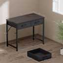 Pamray 32 Inch Small Computer Desk with 2 Drawers for Bedroom Study Writing Home Office Table for Small Spaces Vintage