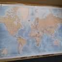 Canvas World Map with Cork Pin Board - English Lettering - Decorative Wall Decoration for All Rooms - Canvas Pictures with World Map Motif (90x60 cm, Pattern 15)