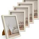 Display 5x7 Picture Frame Set of 5, 5 x 7 Photo Frames with High Definition Real Glass, Horizontal/Vertical Tabletop Display, White 5 Pack