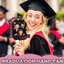 24 Pcs Custom Graduation Cutout Face Fans with Handle Double Sided Grad Party Supplies Class of 2026 Grad Photo Props Blank DIY Photo Frame for Graduation Party Souvenirs (Pink)