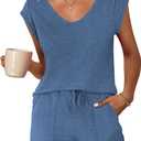 Ekouaer Womens Pajama Sets Comfy Short Sleeve Sleepwear Tops and Shorts Cute Pjs 2 Piece Lounge Set S-XXL (Large, Navy)
