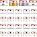 Tessco for you 24 Pack Plastic Jars with Lids Labels Multiuse Containers Empty Body Scrub Jars Round Refillable Cosmetic Body Butter Containers for DIY Slime Make Up Storage(5 oz,Clear, Rose Gold)