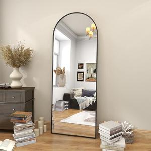 64"x21" Arch Floor Mirror, Full Length Mirror Wall Mirrors Hanging or Leaning Arched-Top Full Body Mirror with Stand for Bedroom, Dressing Room, Black