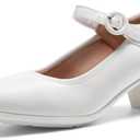DREAM PAIRS Mary Jane Shoes Women Low Chunky Heels Closed Toe Pumps Comfortable Work Business Dress Shoes (7, White)