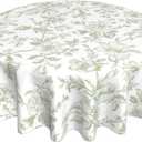 Sage Green Floral Round Tablecloth 70 Inch Chinoiserie Flower Toile Light Green Table Cloth Vintage Polyester Fabric Farmhouse Round Floral Table Cover for Party Picnic Kitchen Outdoor Decor