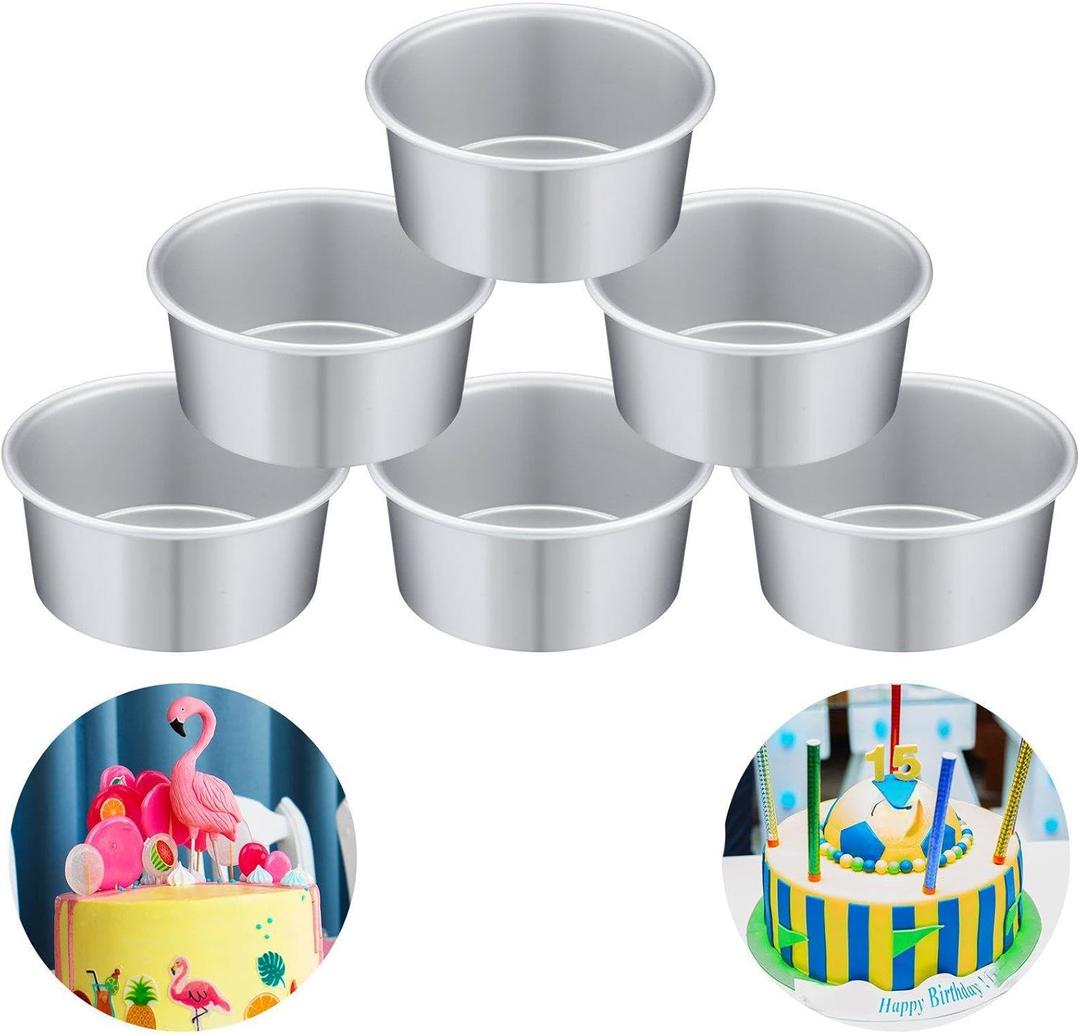 Nuenen 6 Pcs 6 Inch Round Cake Pans Aluminum Round Mold Smash Cake Baking Cheesecake Pans for Home Party Baking Supplies