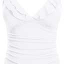 Yonique Women's Tankini Top Only Tummy Control Bathing Suit Top Ruffle Swimsuit Top V Neck Swim Tank Top No Bottom Size M