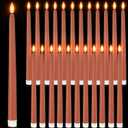 Macarrie 24 Packs Flameless Taper Candles Battery Operated Fake 11 Inch Long Candlelight LED Flameless Candlesticks Flickering Tapered for Spring Summer Wedding(Brown)
