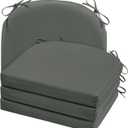 cozyide Outdoor Chair Cushions, Waterproof Patio Seat Cushions with Adjustable Straps, Round Corner Patio Chair Cushions for Garden, Dark Grey, 17x16x2 Inch (Pack of 4)