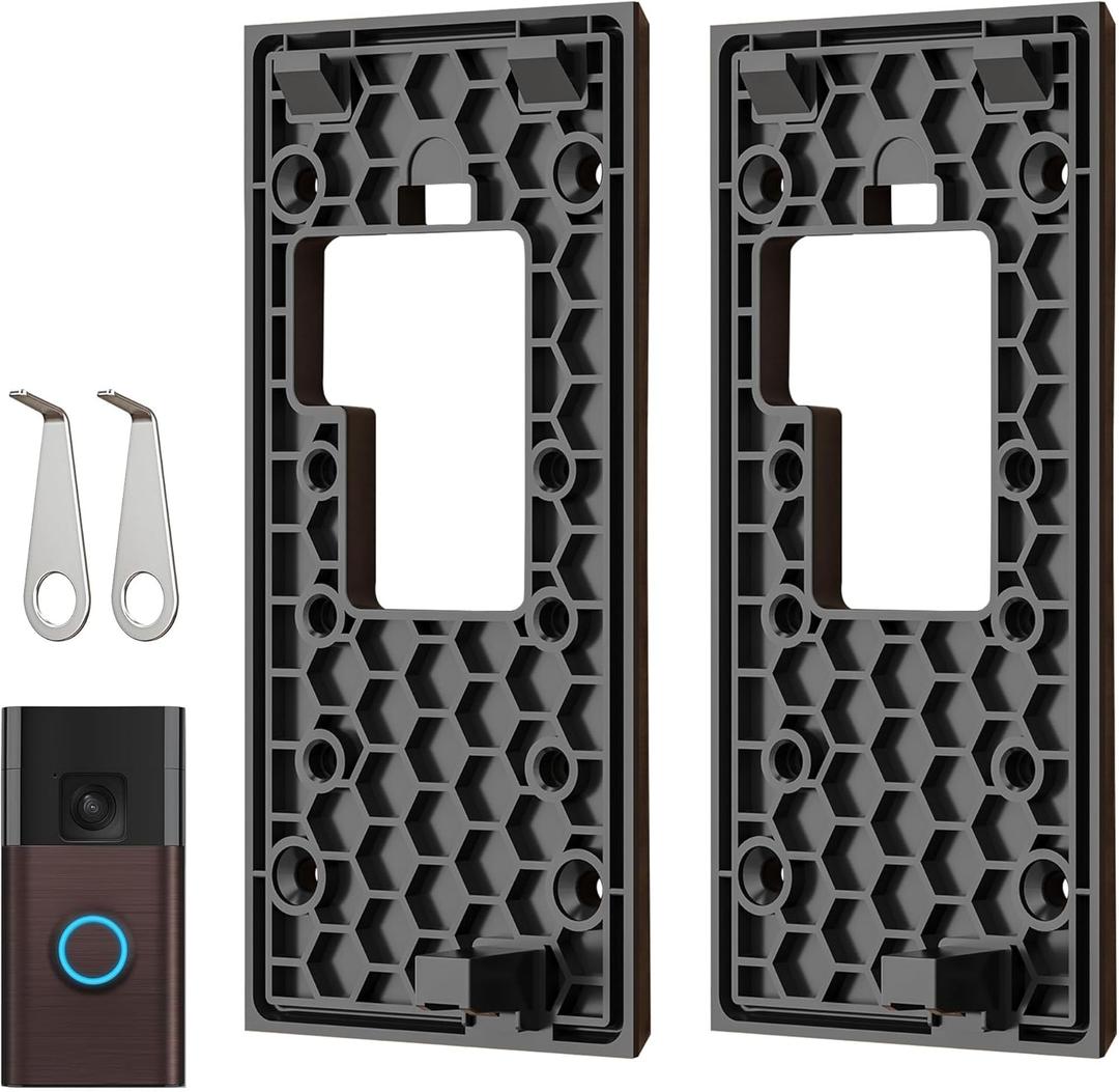 No-Drill Adhesive Video Doorbell Mount Compatible with Ring Battery Doorbell (2024 Release), Door Mounting Holder Bracket Accessories for Apartments Office Houses (2 Pack)