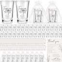 100 Set Wedding Favors for Guests Wedding Shot Glasses Forever and Always Acrylic Clear Mr and Mrs Wine Glasses with Thank You Card Organza Bag Bridal Shower Souvenirs Gift