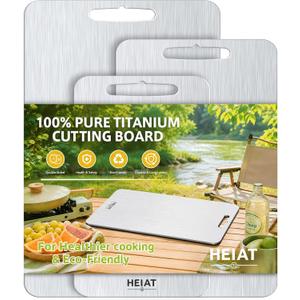100% Titanium Cutting Board Set of 3, Double-Sided Kitchen Boards | 3-Piece Multi-Size Set One-Piece Pure Titanium Reversible Double-Sided Design Dishwasher Safe Gift-Ready Packaging