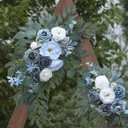 Faux Flower Swag Set of 2 for Wedding Welcome Signs Floral Swag Wedding Reception Ceremony Signs Decor (Blue)