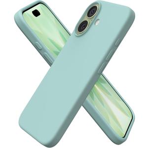 ORNARTO Compatible with iPhone 17 Case 6.3, Slim Liquid Silicone 3 Layers Full Covered Soft Gel Rubber Phone Case Protective Cover 6.3 Inch, Celadon Green
