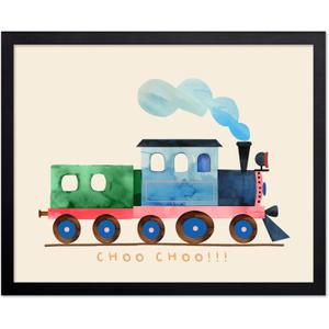 Poster Master Watercolor Train Print - Cute Nursery Poster - Minimal Choo Choo Train Art - Toddler Playroom Wall Design - Nursery Wall Art - Boho Kid's Room Decor - 8x10 UNFRAMED Wall Art