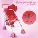 My First Baby Doll Stroller for Toddlers 3 Year Old Girls, Little Kids | Folding Baby Stroller for Dolls, Toy Stroller for Baby Dolls with Bottom Storage Basket, Foldable Frame, Canopy, Seatbelt, 20.5x10x20.5 in